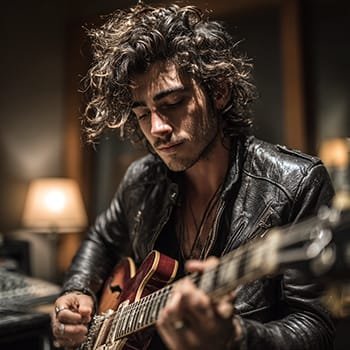 Guitarist recording music