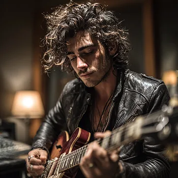 Guitarist recording music